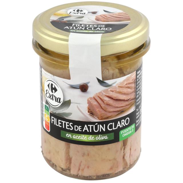 Atún claro en aceite de oliva Carrefour Extra 140 g