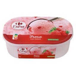 Helado de fresa con trozos Carrefour 500 g