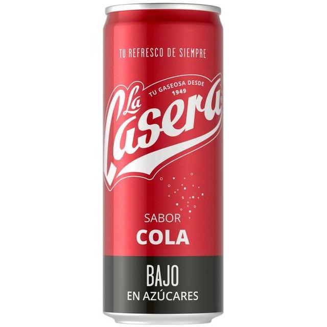 Refresco de cola bajo en azúcares la casera, lata 33 cl