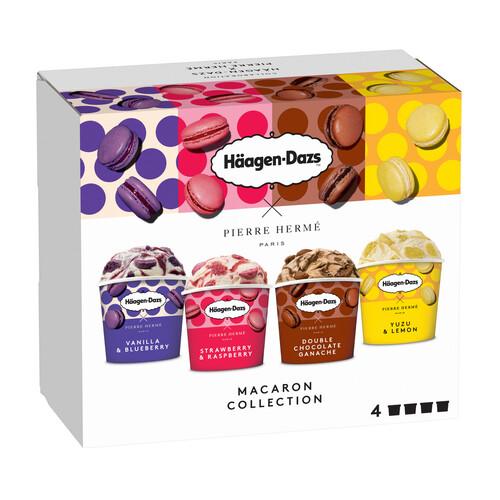 HÄAGEN-DAZS Pierre hermé Mini tarrinas de helado de diferentes sabores con trocitos de macarons 4 x 95 ml