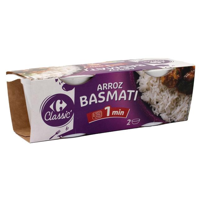 Arroz basmati para microondas Classic Carrefour sin gluten pack de 2 unidades de 125 g