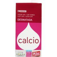 Leche desnatada calcio eroski, brik 1 litro