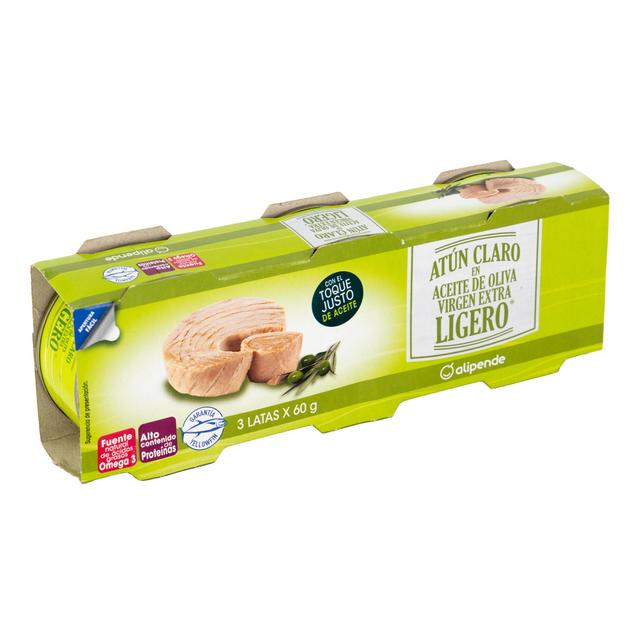 Atún claro ligero en aceite de oliva virgen Alipende pack 3