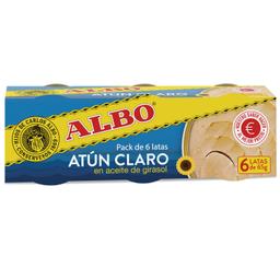 Atún claro en aceite de girasol Albo sin gluten y sin lacotsa pack de 6 latas de 65 g