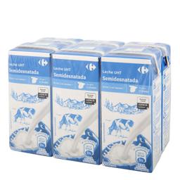 Leche semidesnatada Carrefour pack de 6 briks de 200 ml