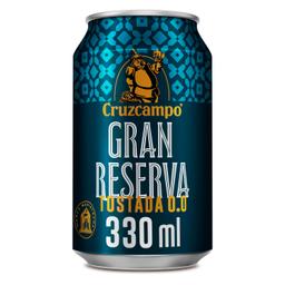 Cerveza tostada Cruzcampo 0.0 alcohol gran reserva lata 33 cl