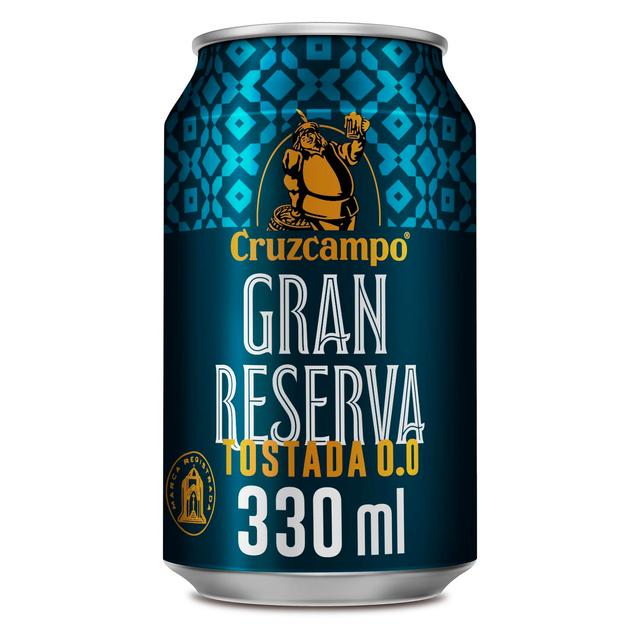 Cerveza tostada Cruzcampo 0.0 alcohol gran reserva lata 33 cl