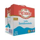 PRÉSIDENT Leche semidesnatada de vaca de origen 100% español 6 x 1 l