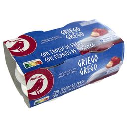 AUCHAN Yogur al estilo griego con trocitos de fresas 4 x 125 g. Producto Alcampo