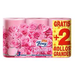FOXY Papel higiénico tres capas con aroma a rosa Bouquet 4+2 rollos