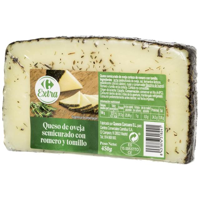 Queso de oveja semicurado con romero y tomillo Carrefour Extra 450 g