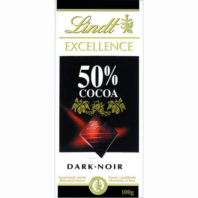 Chocolate negro 50% cacao lindt excellence, tableta 100 g