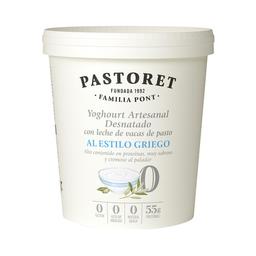 PASTORET Yogur artesanal desnatado (0% materia grasa) estilo griego, sabor natural 900 g