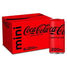 Refresco cola Coca-Cola mini lata 20cl pack 6 zero