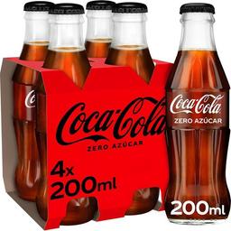 Refresco de cola zero coca cola, pack 4x20 cl