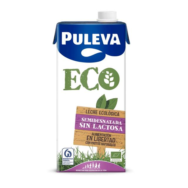 Leche semidesnatada ecológica Puleva sin lactosa brik 1 l