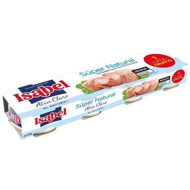 Atún claro al natural Isabel pack de 3 latas de 56 g