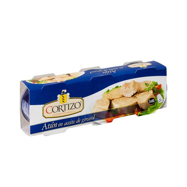 Atún en aceite de girasol CORTIZO pack 3x80 g pn