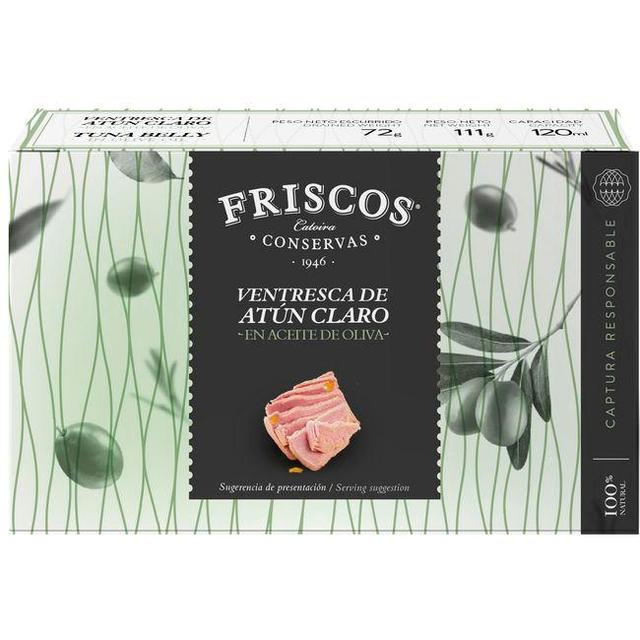 Ventresca de atún claro en aceite de oliva friscos, lata 111 g