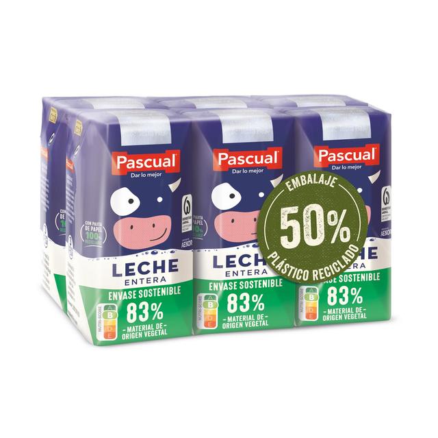 Leche entera Pascual pack de 6 briks de 200 ml