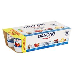 DANONE Yogures con sabores variados (2 de fresa, 2 de macedonia, 2 de coco y 2 de frutas del bosque)  8 x 120 ml