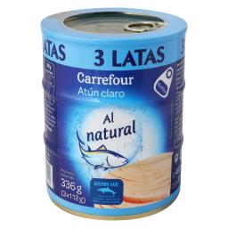 Atún claro al natural Carrefour pack de 3 latas de 104 g