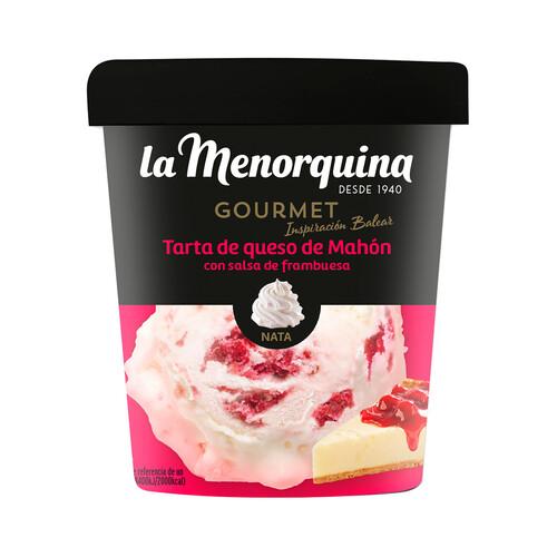 LA MENORQUINA Gourmet inspiración balear Tarrina de helado de nata y tarta queso Mahón, con salsa de frambuesa 450 ml