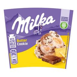 MILKA Tarrina de helado de vainilla con galletas de mantequilla y trozos de chocolate 425 ml