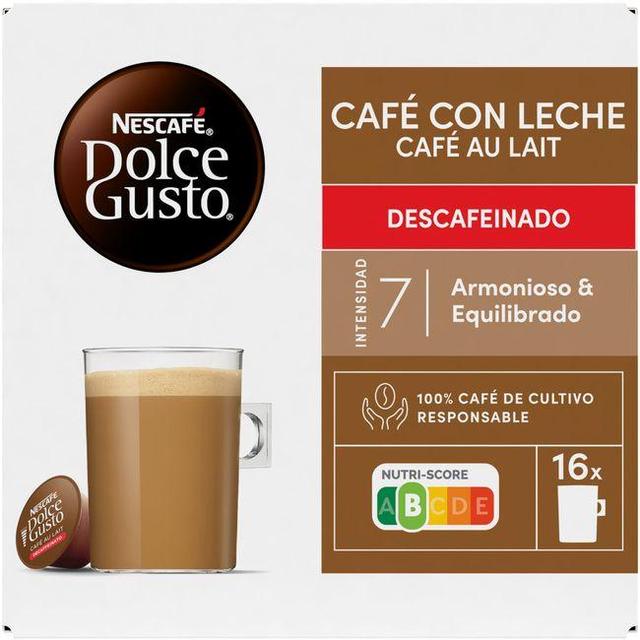 Café con leche descafeinado dolce gusto, caja 16 uds