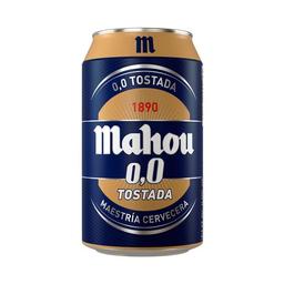 MAHOU Cerveza tostada 0.0 % alcohol lata 33 cl