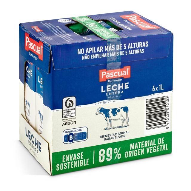 Leche entera Pascual brik 6 x 1 l