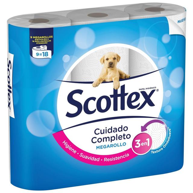 Papel higiénico scottex megarollo, paquete 9 rollos