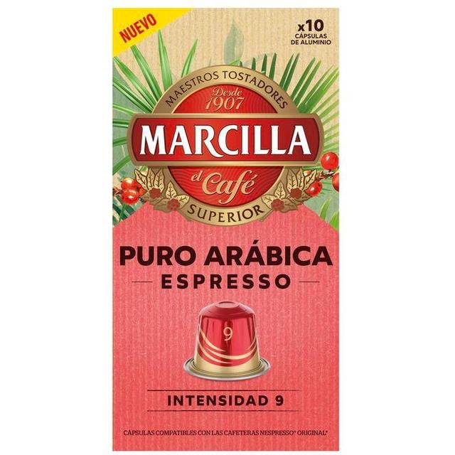 Café puro arábica expresso comp. nespresso marcilla, caja 10 uds