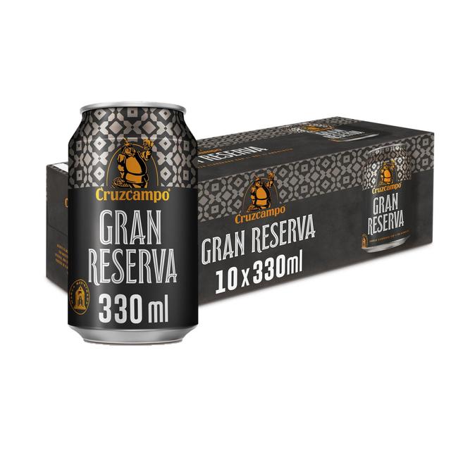 Cerveza tostada Cruzcampo gran reserva malta pack de 10 latas de 33 cl