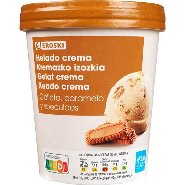 Helado de galleta speculoos eroski, tarrina 500 ml