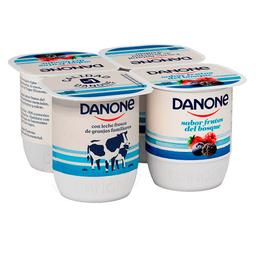 DANONE Yogur con sabor a frutos del bosque, elaborado con fermentos naturales 4 x 120 g