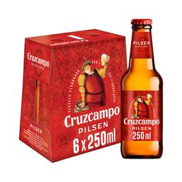 CRUZCAMPO Cervezas rubias tipo larger, estilo Pilsen pack de 6 uds x 25 cl
