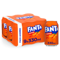 Refresco naranja Fanta lata 33cl pack 9