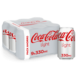 Refresco cola light Coca-Cola lata 33cl pack 9