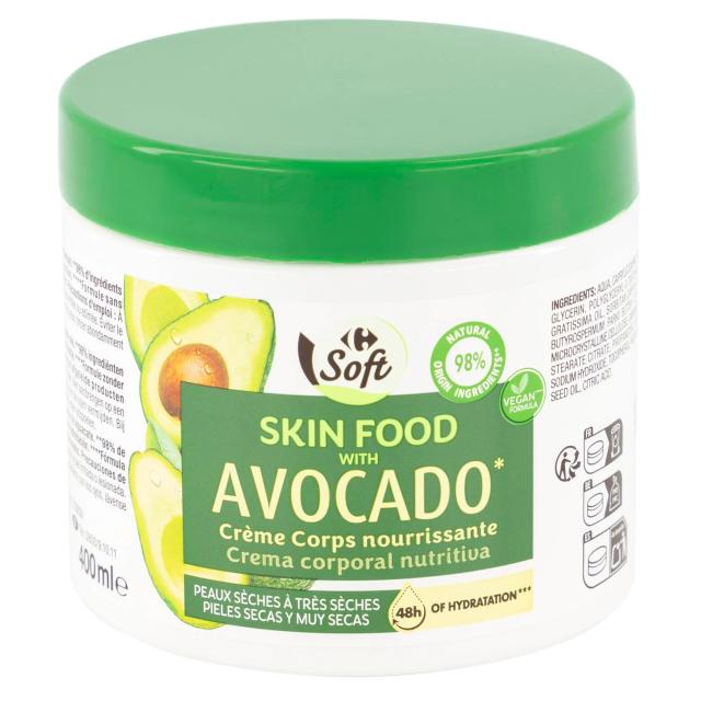 Crema nutritiva corporal con aceite de aguacate Soft Carrefour 400 ml