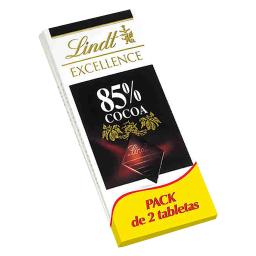Chocolate negro 85% Lindt Excellence pack de 2 tabletas de 100 g
