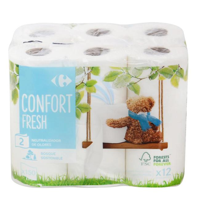 Papel higiénico Confort Fresh Carrefour 12 rollos