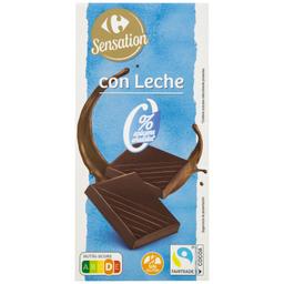 Chocolate con leche Carrefour Sensation sin gluten y sin azúcar añadido 125 g
