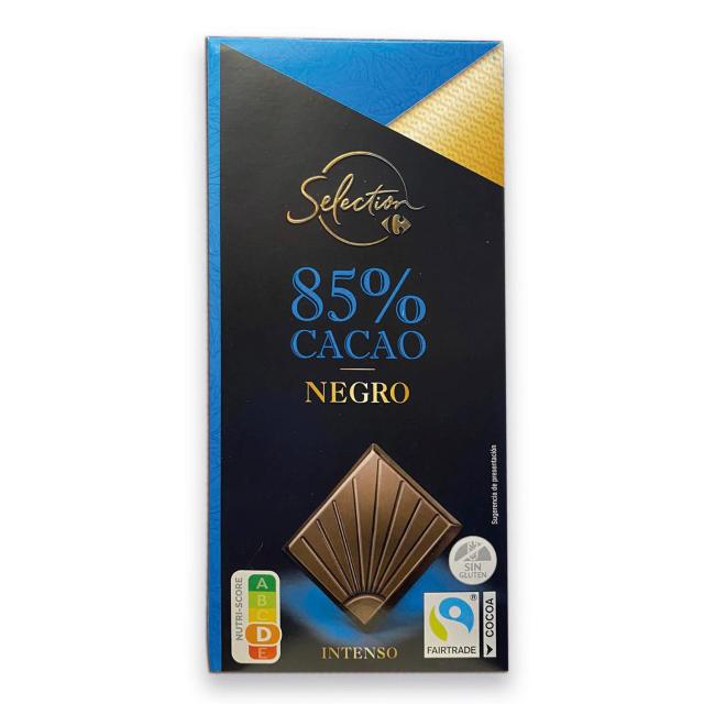 Chocolate negro intenso 85% cacao Selection Carrefour sin gluten 100 g
