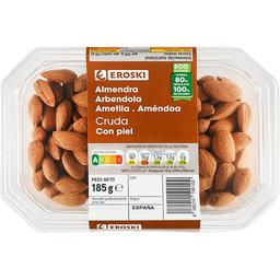 Almendra cruda con piel eroski, tarrina 185 g