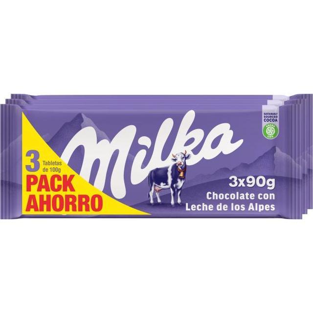 Chocolate con leche milka, pack 3x90 g