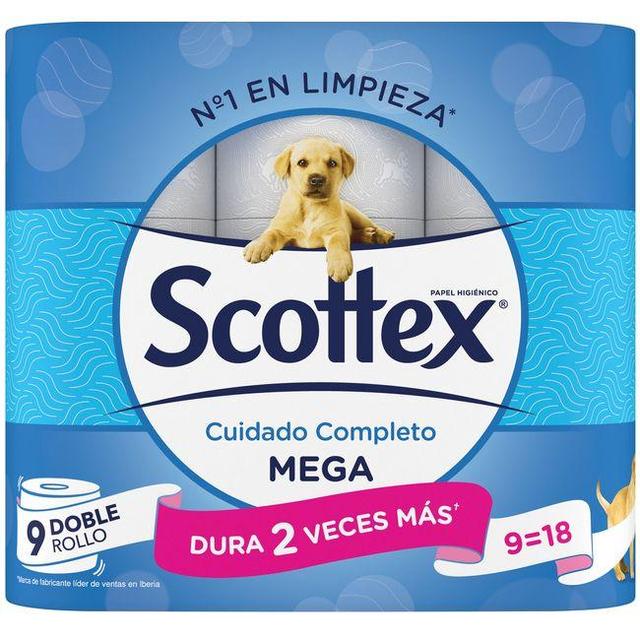 Papel higiénico scottex megarollo, paquete 9 rollos