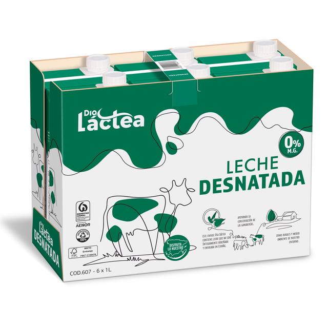 Leche desnatada Dia Láctea brik 6 x 1 l