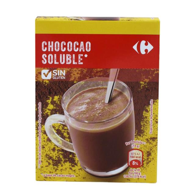 Chococao soluble Carrefour sin gluten 6 ud