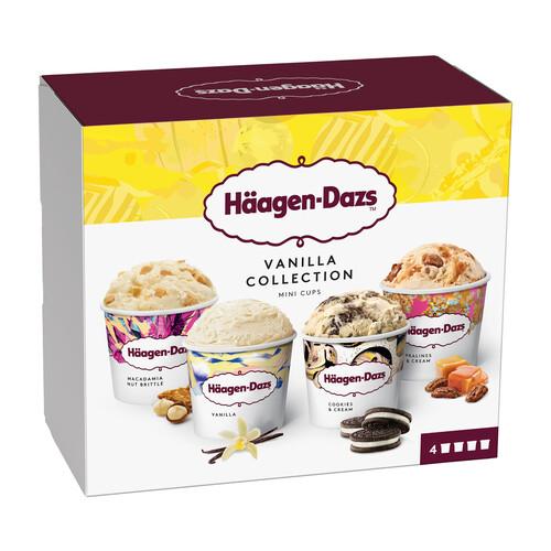 HÄAGEN-DAZS Mini tarrinas de helado de vainilla con caramelo, cookies, o nueces de Macadamia 4 x 100 ml